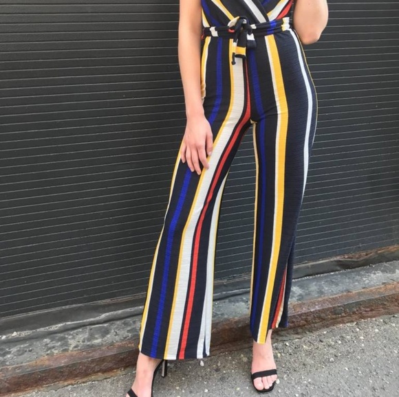 Shop 17 Navy Multi Stripes Jumpsuit - Picture 5 of 8